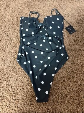 Skatie Black & White Polka Dot One-Piece Swimsuit